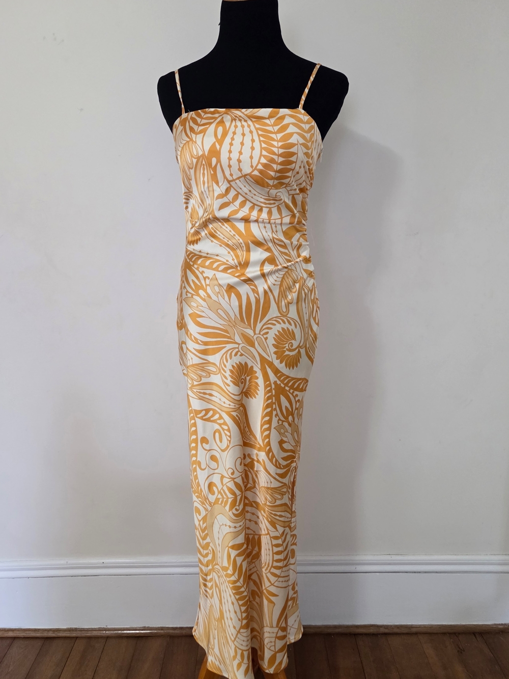 House Of Harlow 1960 Strappy Sleeve Yellow, Cream Floral Maxi Slip Dress Size XS - Picture 2 of 11